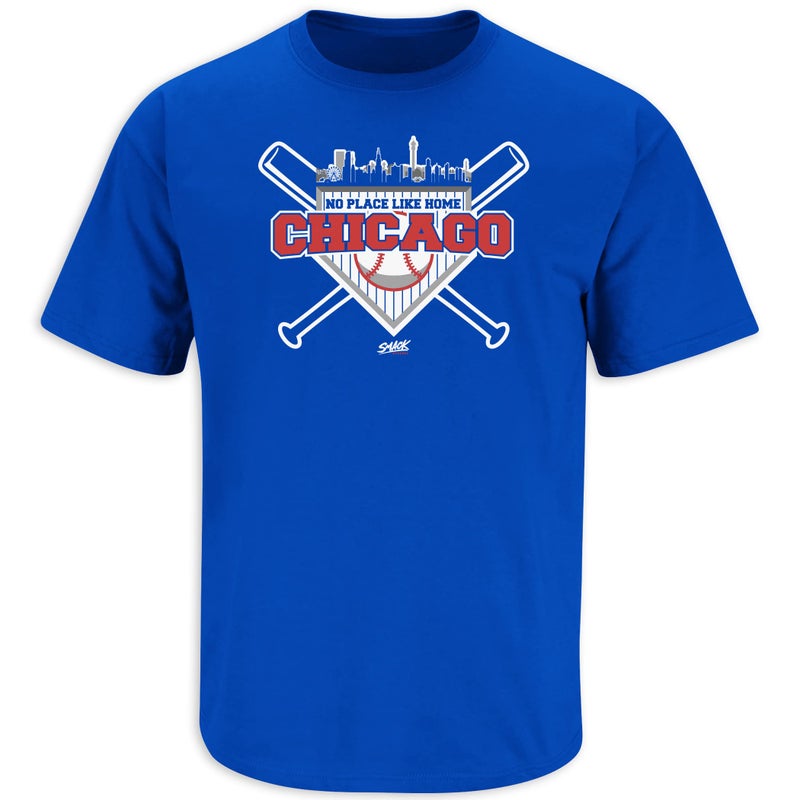 Smack Apparel Chicago Baseball Fans. No Place Like Home Royal T-Shirt (Sm-5X) (Short Sleeve, Large) - Image 1
